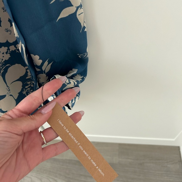 NWT REFORMATION Hedi Silk Blue Floral Midi Dress - Picture 7 of 8